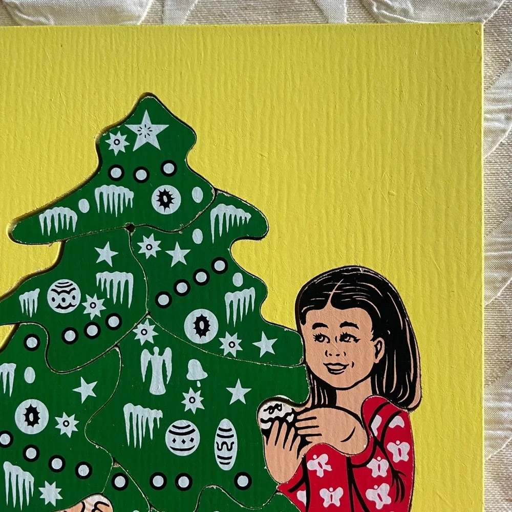 Vintage 1983 Judy Instructo Christmas Tree Wooden Tray Puzzle 15 Piece J066013